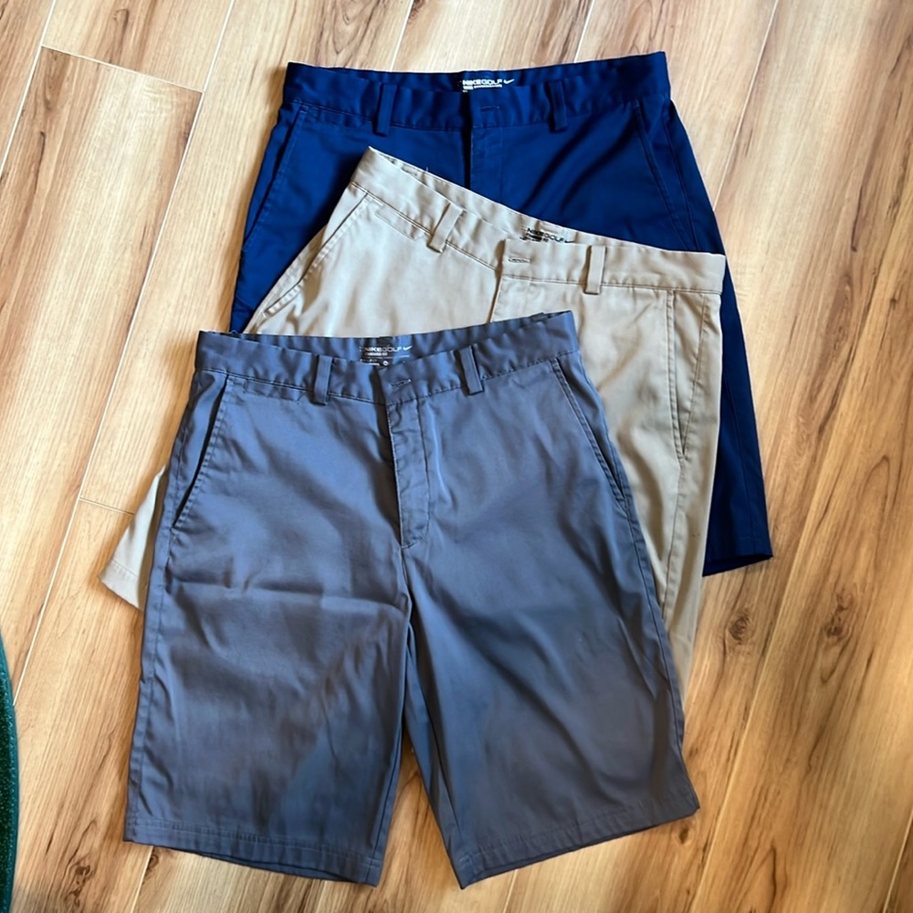 Nike Men's Flat Front Shorts - Navy, Khaki, Gray
